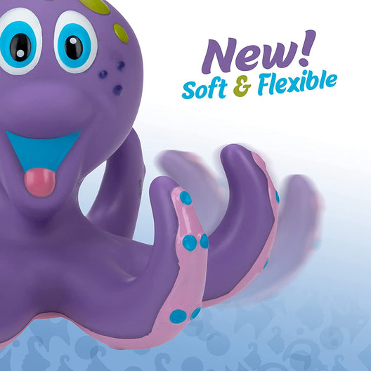 NUBY Floating Purple Octopus with 3 Hoopla Rings Interactive Bath Toy