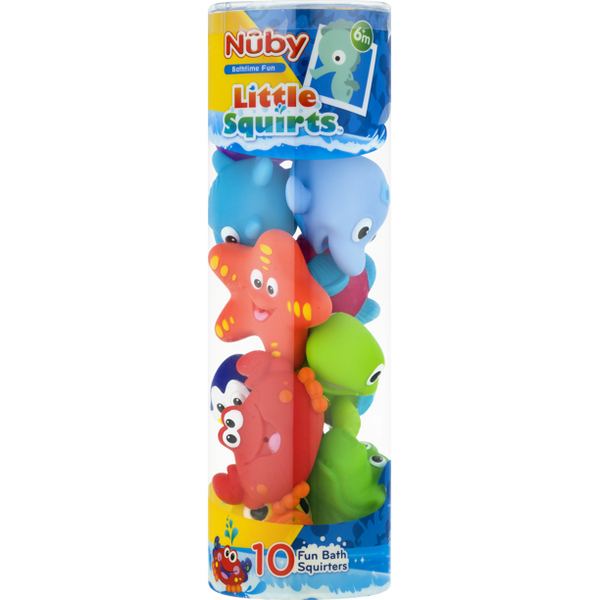 Nuby 10 Count Little Squirts Fun Bath Toys, Assorted Characters
