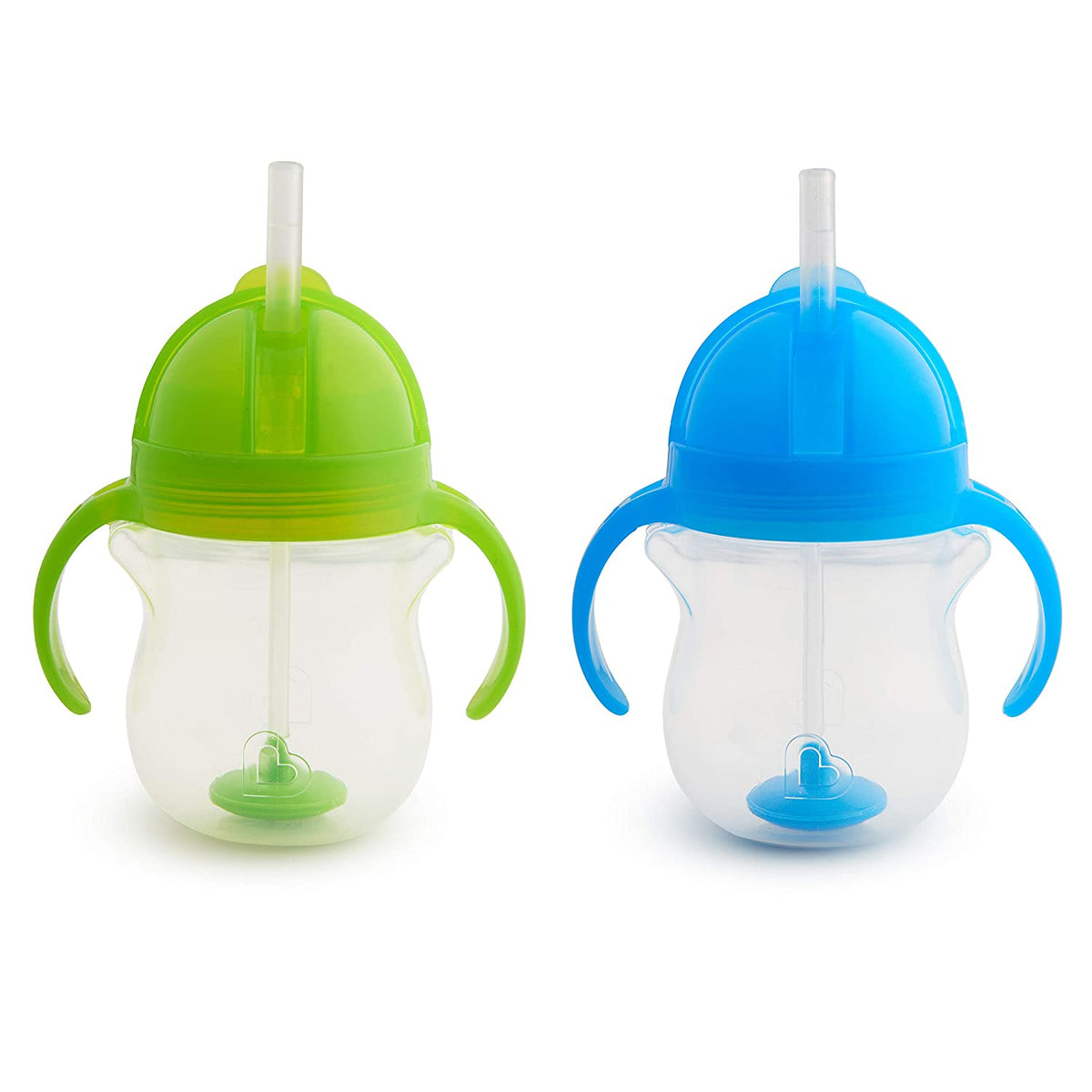Happy Snacker Snack Catcher and Toddler Weighted Straw Sippy Cup Set, 4 Count Blue/Green