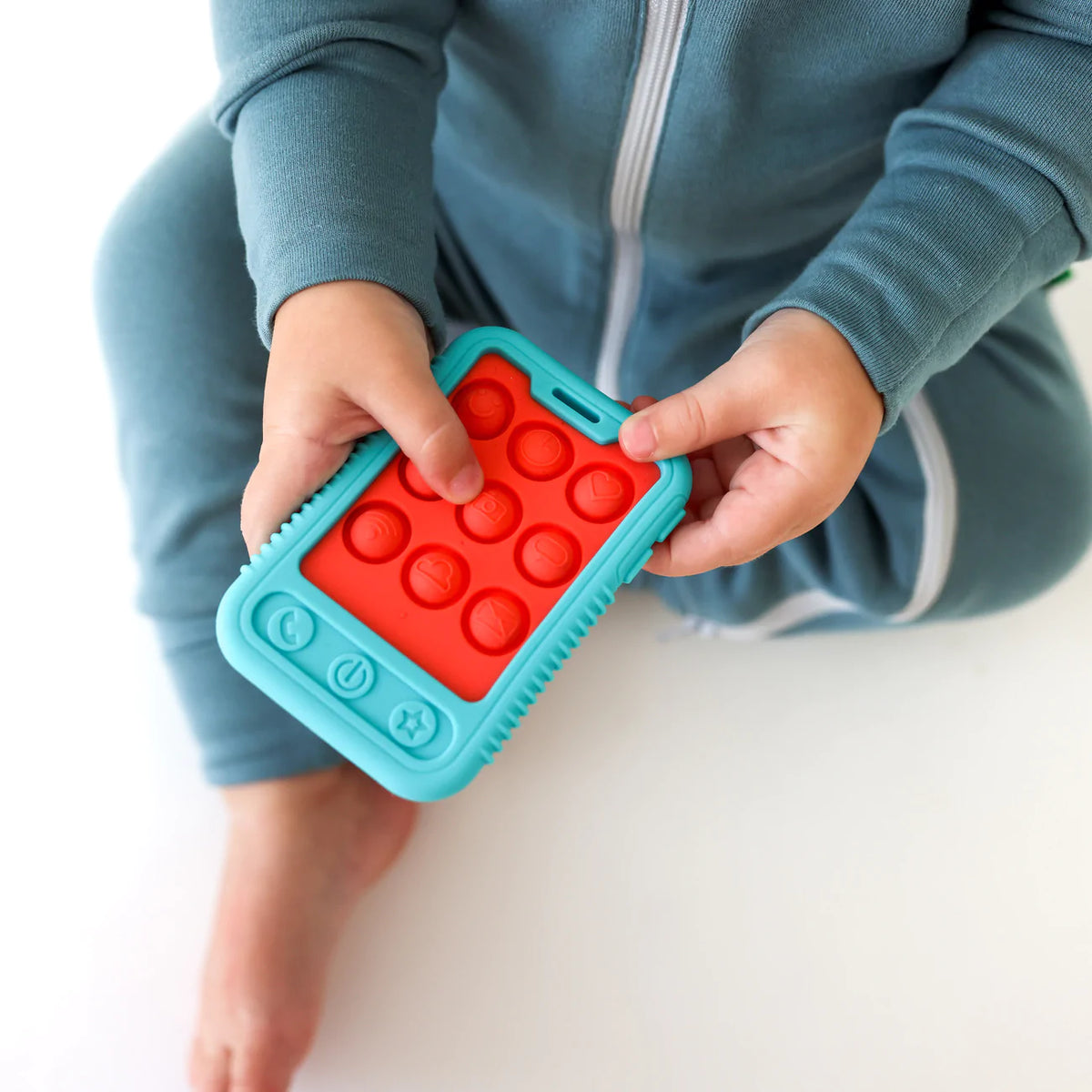 Nuby Giggle Bytes Cell Phone Popper Sensory Play Teether Toy - Coral