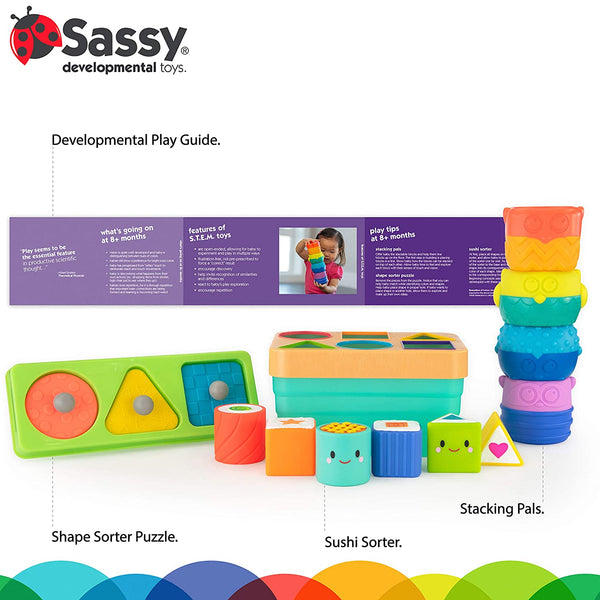 Sassy 16 Piece Stem Baby Box Gift set, 8+ Months