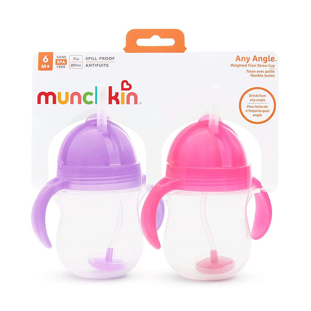 Munchkin Simple Clean Straw Cup, 10 Ounce, Pink/Blue, 2 Pack