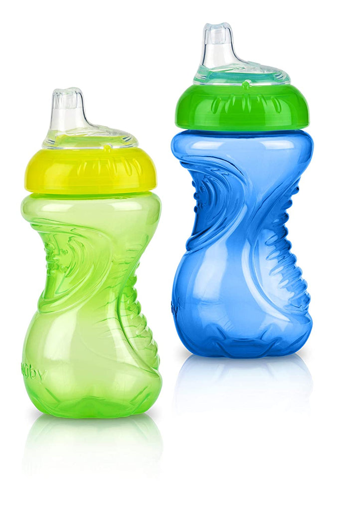 Nuby No-Spill Easy Grip Aqua Blue Soft Spout Sippy Cup, 10 fl oz 