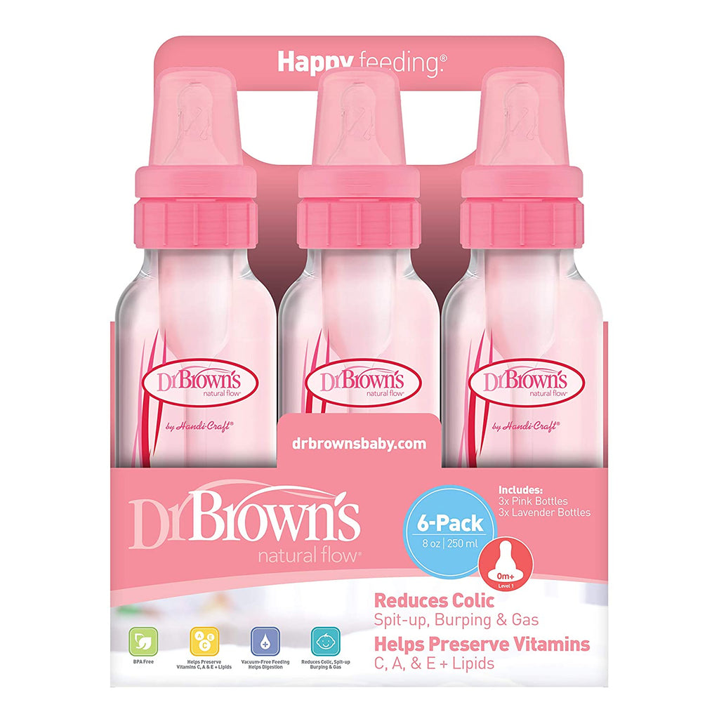 Dr. Brown s Girls 6 Pack 8 oz. Bottles Pink Natural Flow