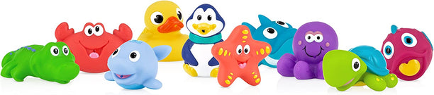NUBY 10 Pack Little Squirts Fun Bath Toys, Assorted Characters