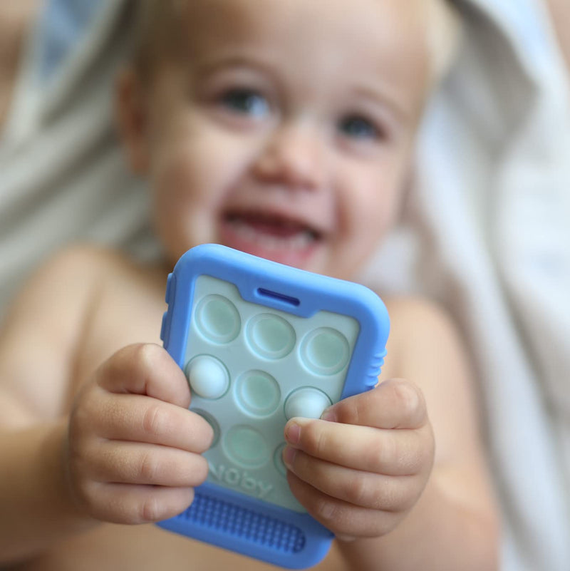 NUBY Giggle Bytes Cell Phone Popper Sensory Play Teether Toy - Blue