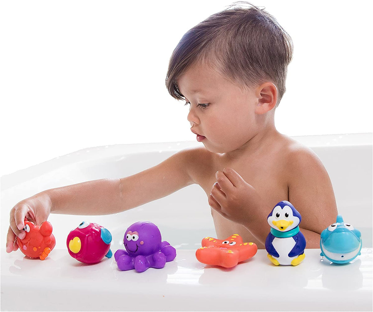 Nuby 10 Count Little Squirts Fun Bath Toys, Assorted Characters