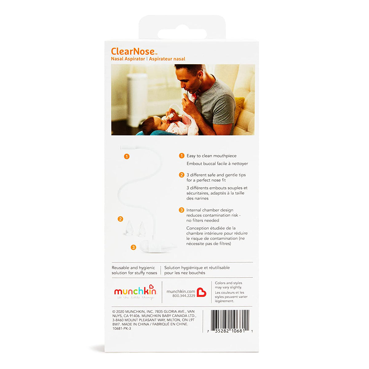 Munchkin Clear Nose Baby Nasal Aspirator, White, 5 Piece Set (Pack of 1)