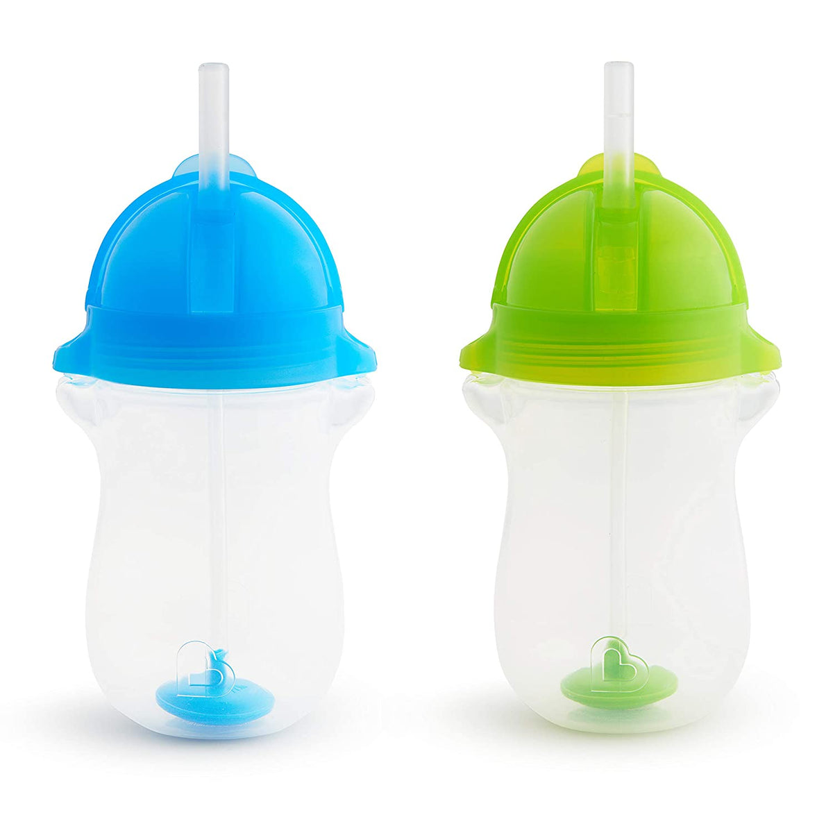 Munchkin Click Lock Any Angle Weighted Straw Cup, 10oz, 2 Pack, Blue/Green
