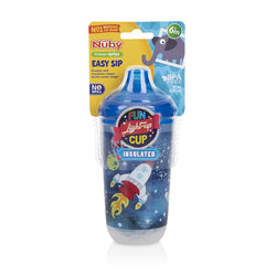 NUBY Insulated Light-Up Easy Sippy Cup, Blue Space, 10 Oz