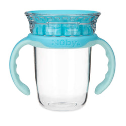 NUBY No-Spill Edge 360 2 Stage Drinking Cup with Removable Handles, Aqua