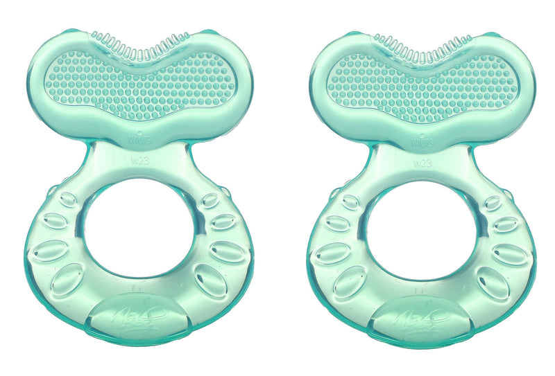 NUBY Silicone Teethe-eez Teether with Bristles, Includes Hygienic Case, Aqua, 2 Pack
