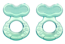 Nuby Silicone Teethe-eez Teether with Bristles, Includes Hygienic Case, Aqua, 2 Pack
