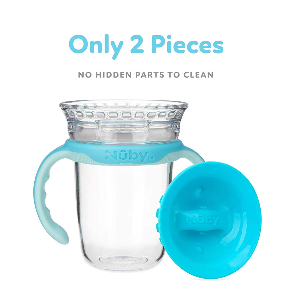 Nuby No Spill Edge 360 10 oz Cup with Silicone Rim, 2 Pack