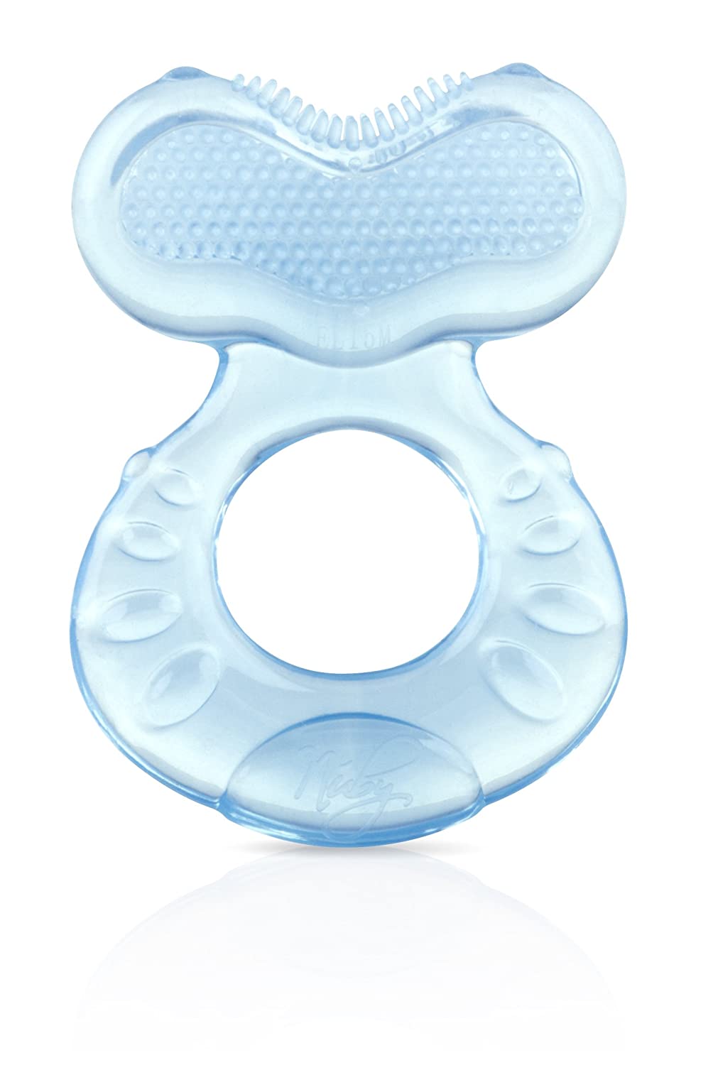 NUBY Silicone Teethe-eez Teether with Bristles, Includes Hygienic Case, Blue, 2 Pack