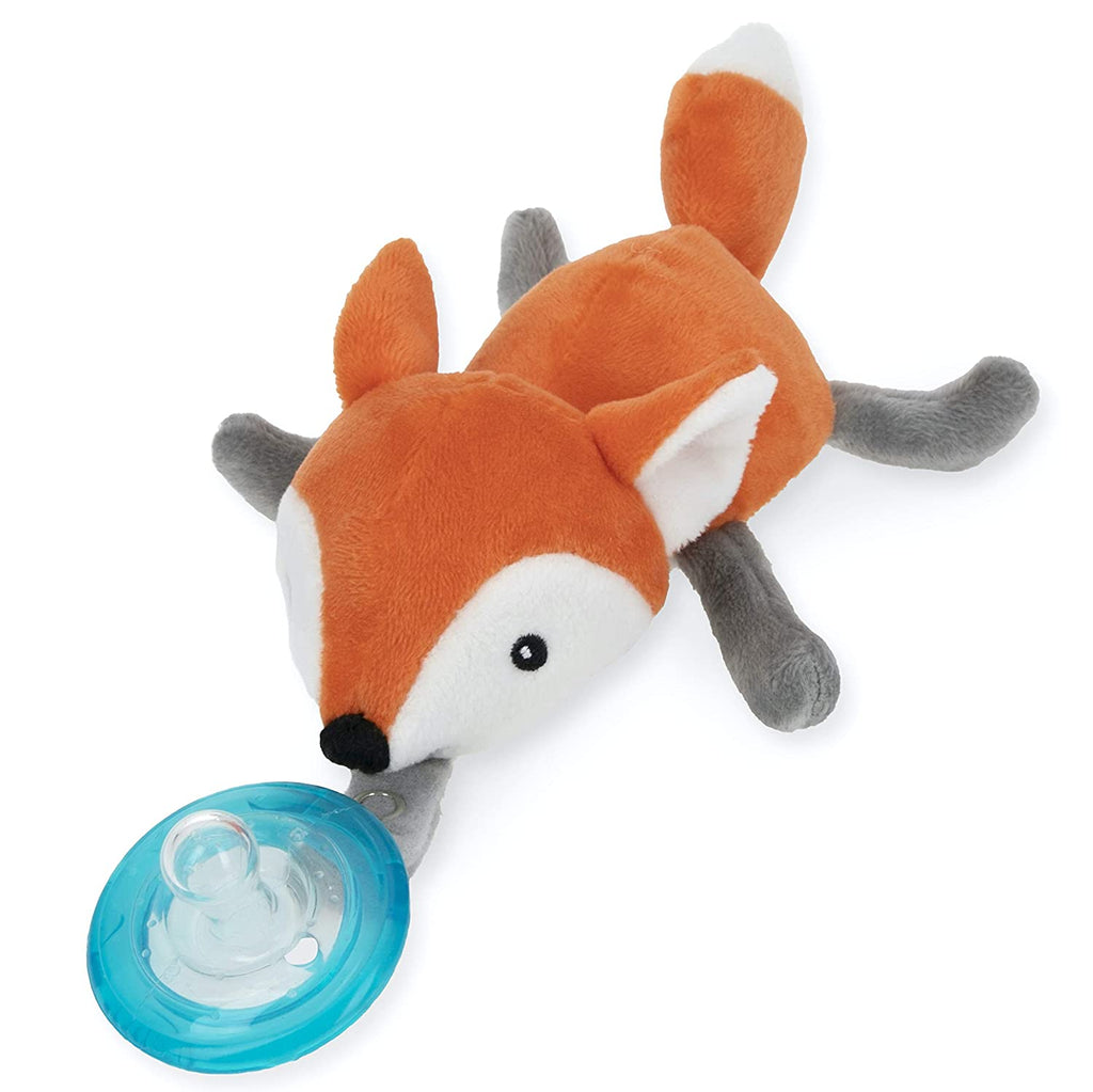 Nuby Calming Natural Flex Snuggleez Pacifier with Plush Animal, Fox, Orange