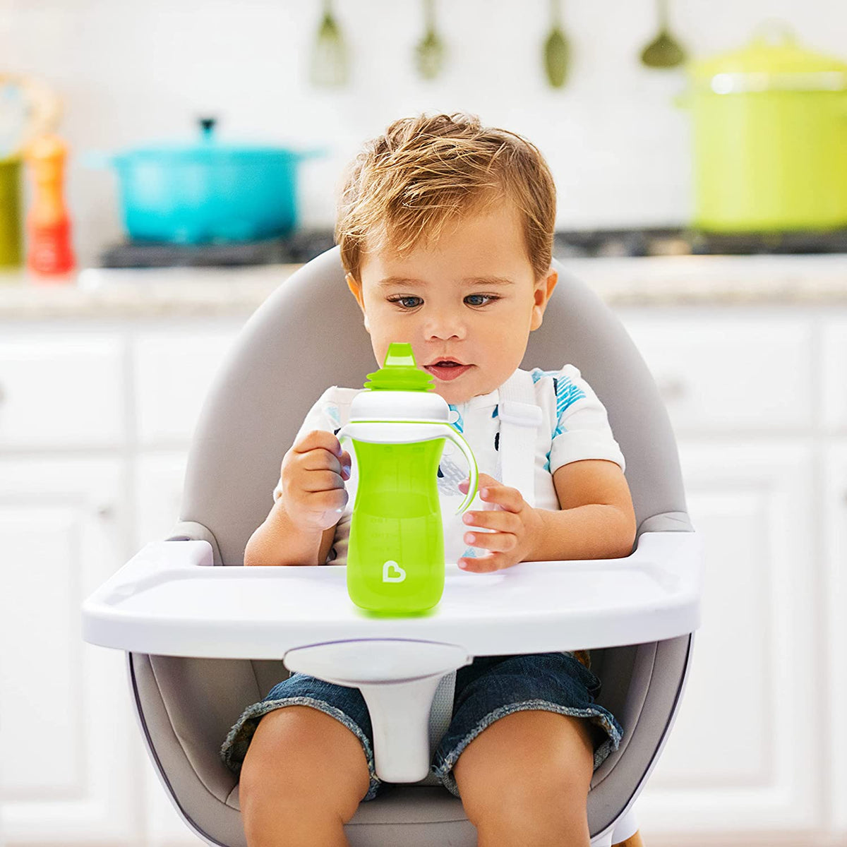 Munchkin Gentle Transition Sippy Cup with Removable Trainer Handles, 10 oz, Green