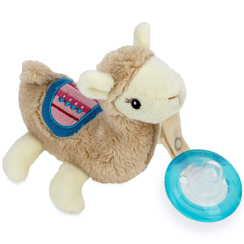 NUBY Calming Natural Flex Snuggleez Pacifier with Plush Animal, Llama, Beige