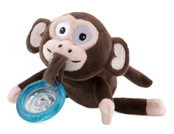 Nuby Calming Natural Flex Snuggleez Pacifier with Plush Animal, Monkey , Brown