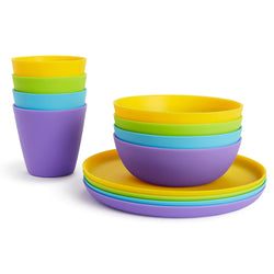 Munchkin 12 piece Toddler Feeding Supplies Set - Plates, Bowls, and Cups