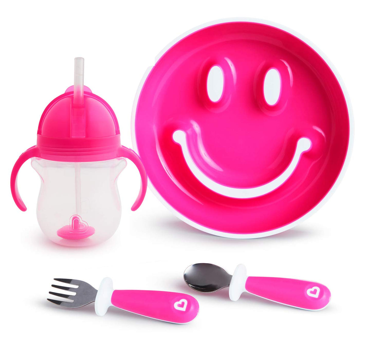 Munchkin Be Happy 4 piece Toddler Dining Set, Pink