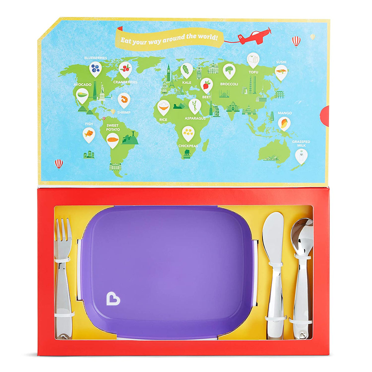 Munchkin Food Adventure Splash Toddler Dining Set, Purple