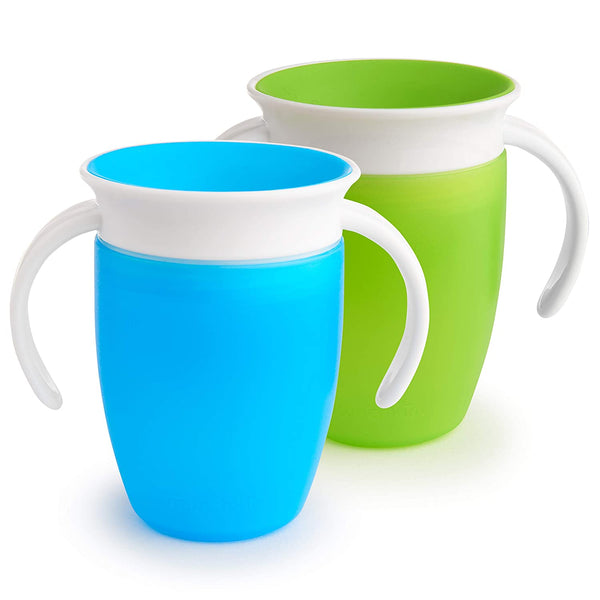Munchkin Miracle 360 Trainer Cup, 7 Ounce, 2 Pack, Blue/Green