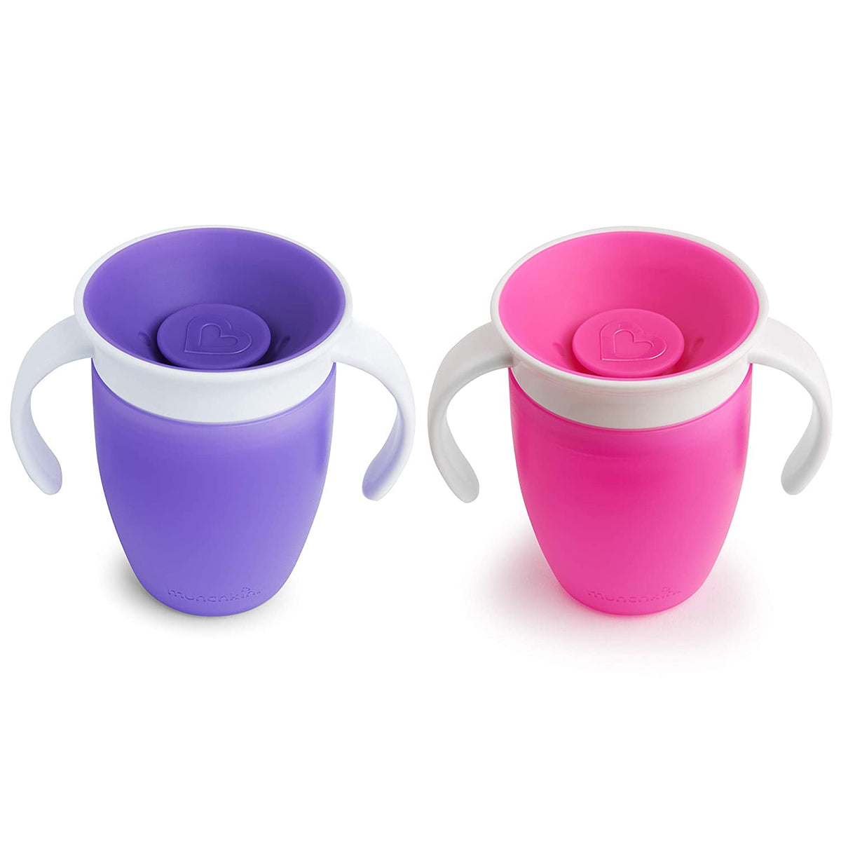Munchkin Miracle 360 Trainer Cup, 7oz, 2 Pack, Pink/Purple