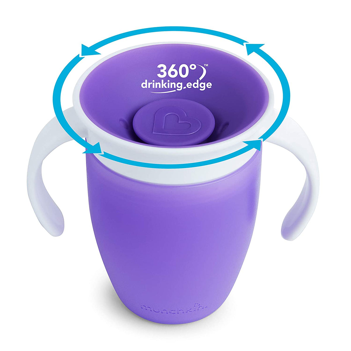 Munchkin Miracle 360 Trainer Cup, 7 Ounce, 2 Pack, Pink/Purple