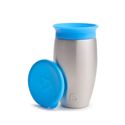 Munchkin Miracle Stainless Steel 360 Sippy Cup, 10 oz, Blue