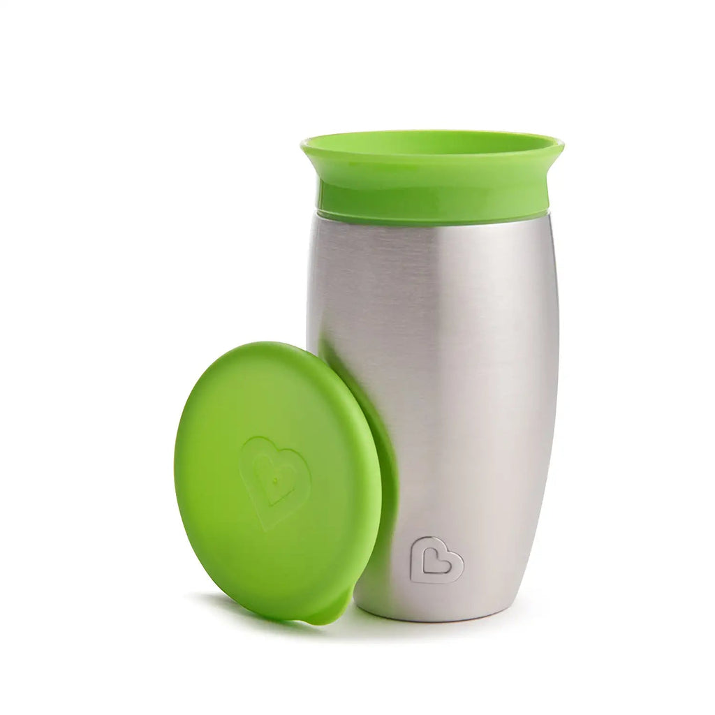 Munchkin Miracle Stainless Steel 360 Sippy Cup, 10 oz, Green