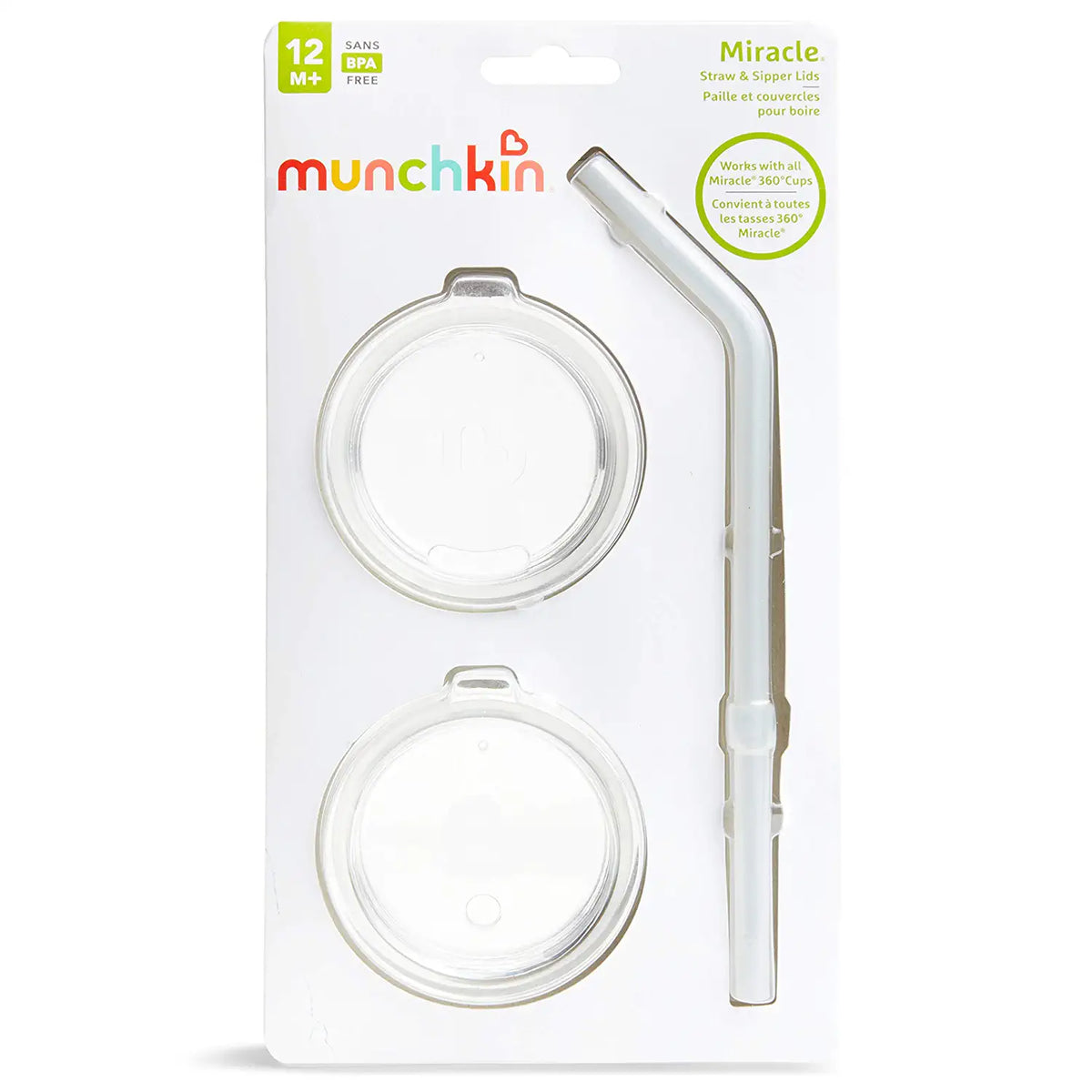 Munchkin Miracle Stainless Steel 360 Sippy Cup, 10 oz, with 3 piece Sipper and Straw Lid, Green
