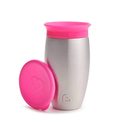 Munchkin Miracle Stainless Steel 360 Sippy Cup, 10 oz, Pink