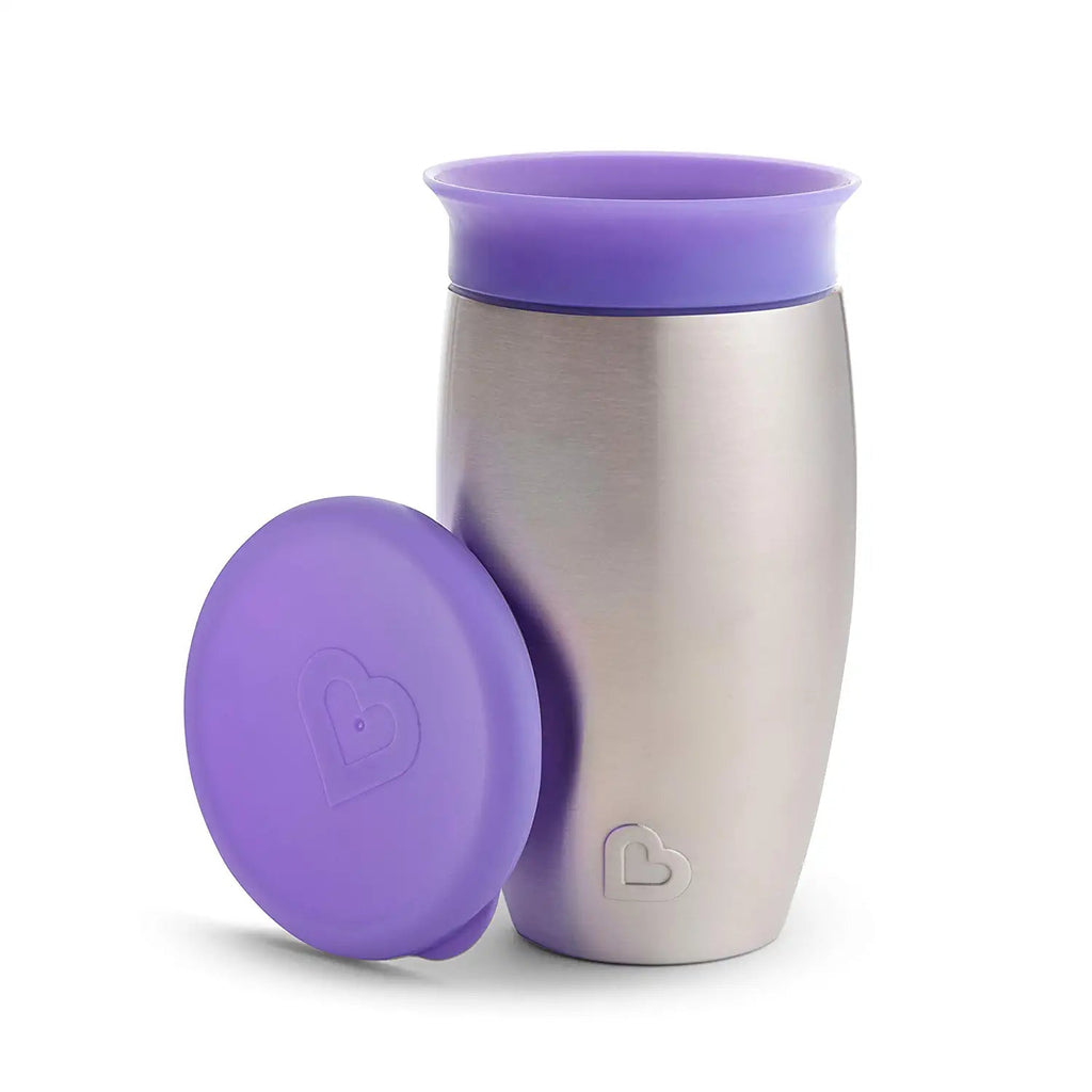 Munchkin Miracle Stainless Steel 360 Sippy Cup, 10 oz, Purple