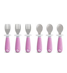 Munchkin Raise Toddler Fork and Spoon, 6 pack, Purple