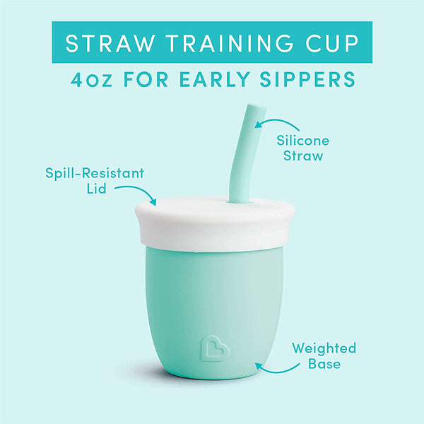 Munchkin Silicone Baby Open Training Cup with Straw, 4oz, Green