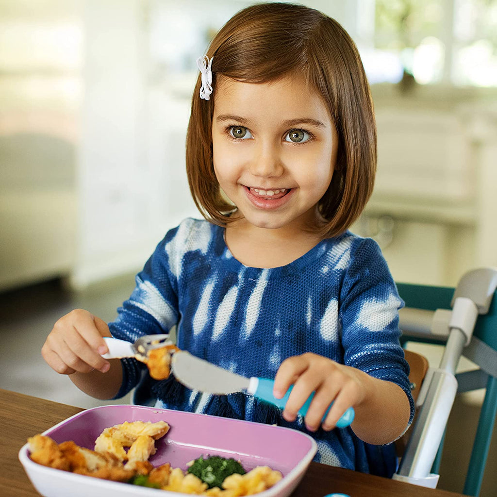 Munchkin Raise Toddler Fork and Spoon, 4 Pack, Blue/Green