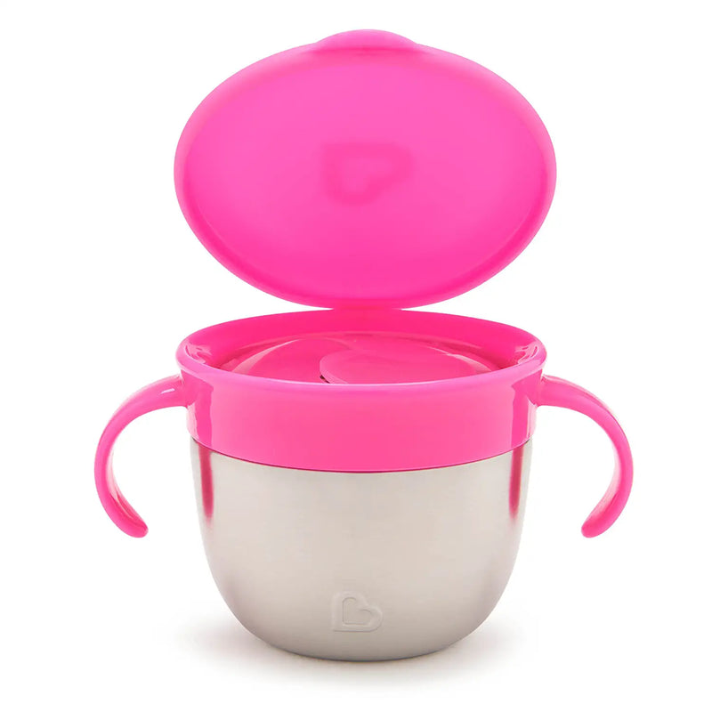 Munchkin Stainless Steel Snack Catcher with Lid, 9oz, Pink