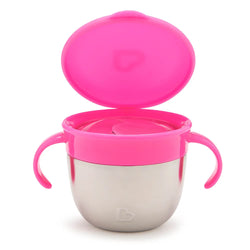 Munchkin Stainless Steel Snack Catcher with Lid, 9 Ounce, Pink