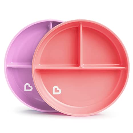 Munchkin Stay Put Divided Suction Plates Pink/Purple