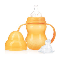 Nuby 3 Stage Tritan Wide Neck Grow with Me No-Spill Bottle to Cup, 8 Oz, Orange