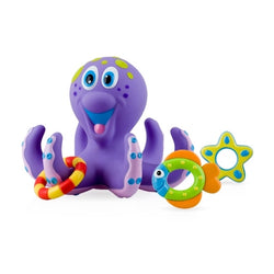 Nuby Floating Purple Octopus with 3 Hoopla Rings Interactive Bath Toy