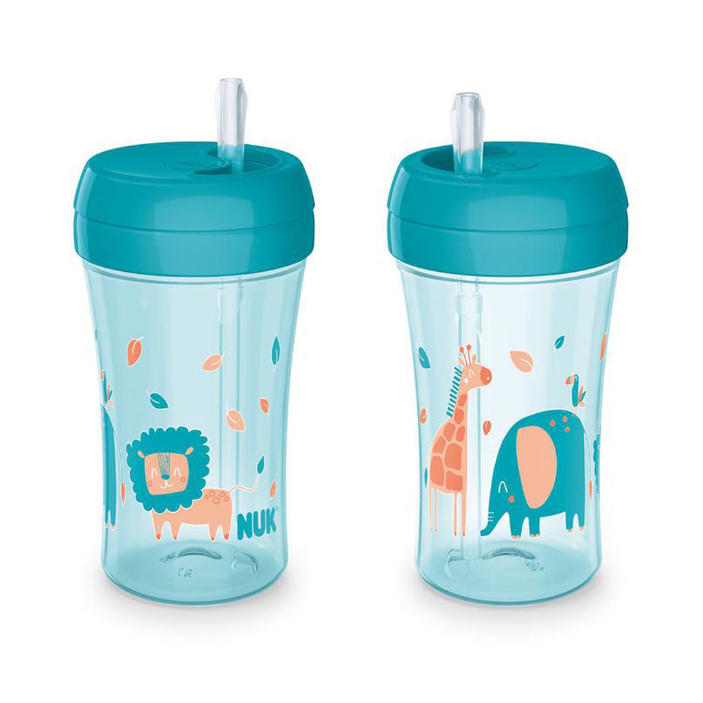 NUK Easy Silicone Straw Cup, 2 Pack, Blue