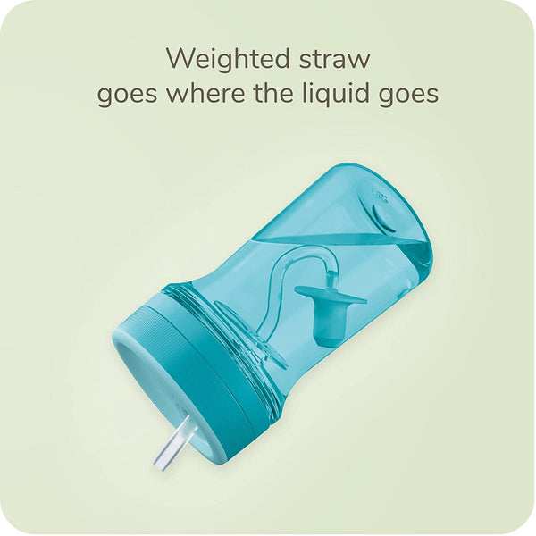 NUK Everlast Leakproof Weighted Straw Cup, 10 oz, 2 Pack, Teal