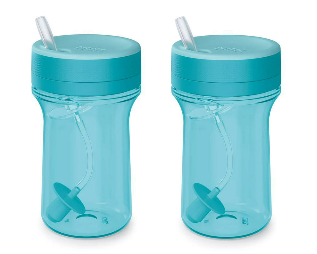NUK Everlast Leakproof Weighted Straw Cup, 10 oz, 2 Pack, Teal