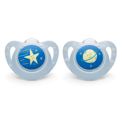 NUK Orthodontic Pacifiers, 0-6 Months, Blue Space, 2 Pack