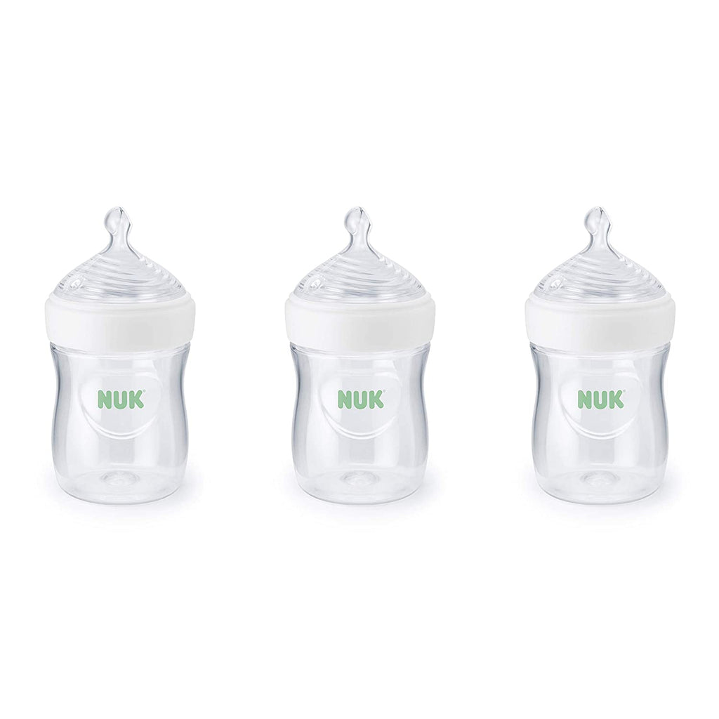 NUK Simply Natural Baby Bottles, 5 oz, 3 Pack, Neutral White