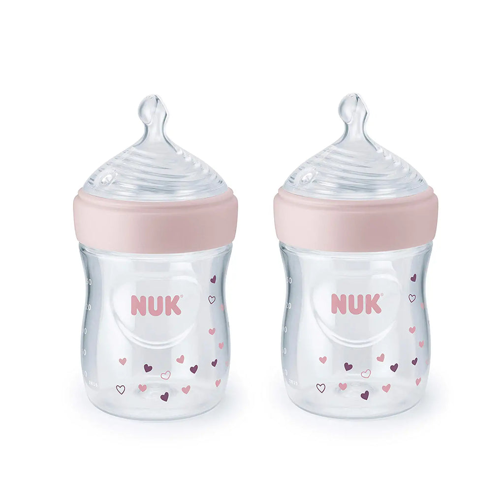 NUK Simply Natural Baby Bottles, 5 oz, 2 Pack, Pink