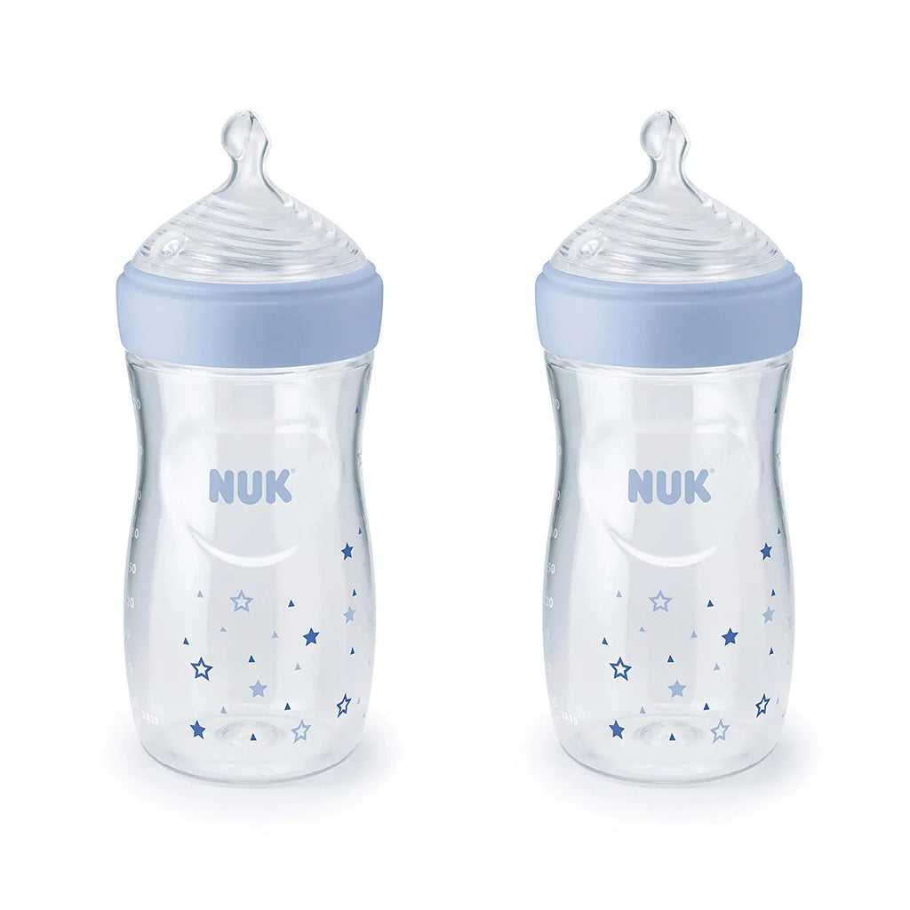 NUK Simply Natural Baby Bottles, 9 Oz, 2 Pack, Blue