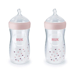 NUK Simply Natural Baby Bottles, 9 Oz, 2 Pack, Pink